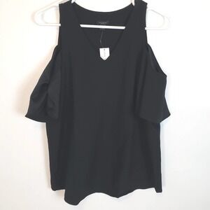 Ann Taylor Factory Cold Shoulder Blouse Black Nwt Size Small